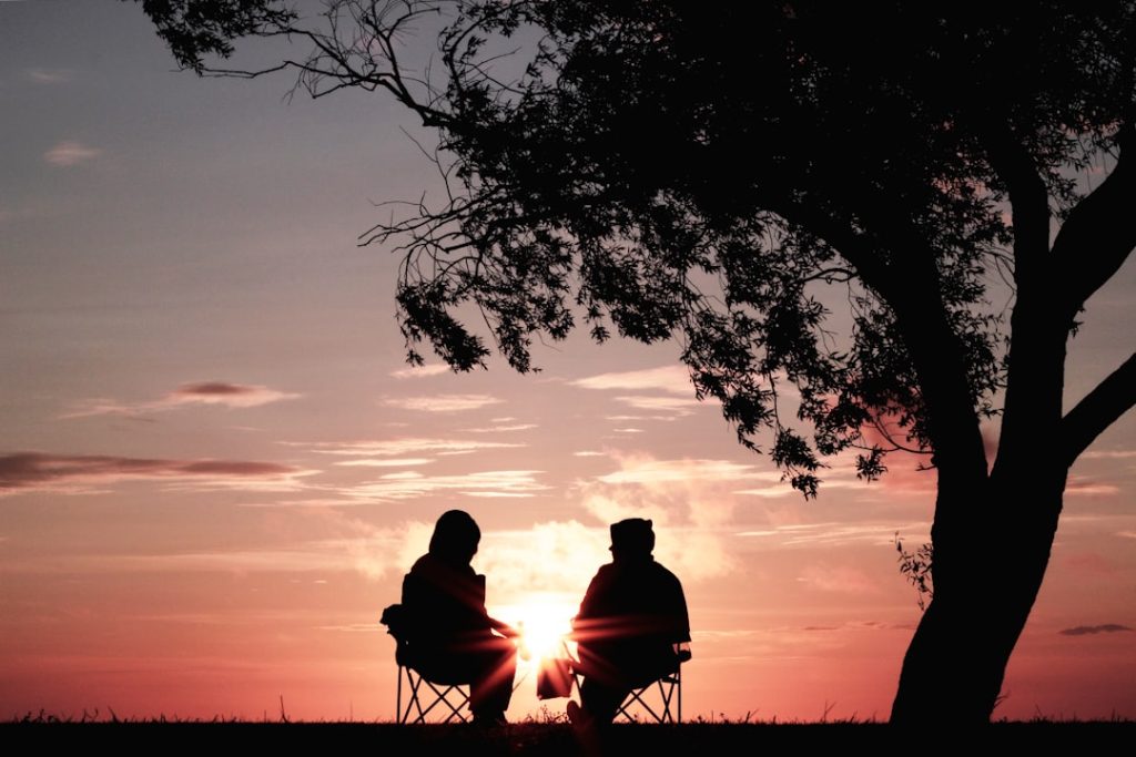 Pink sunset couple